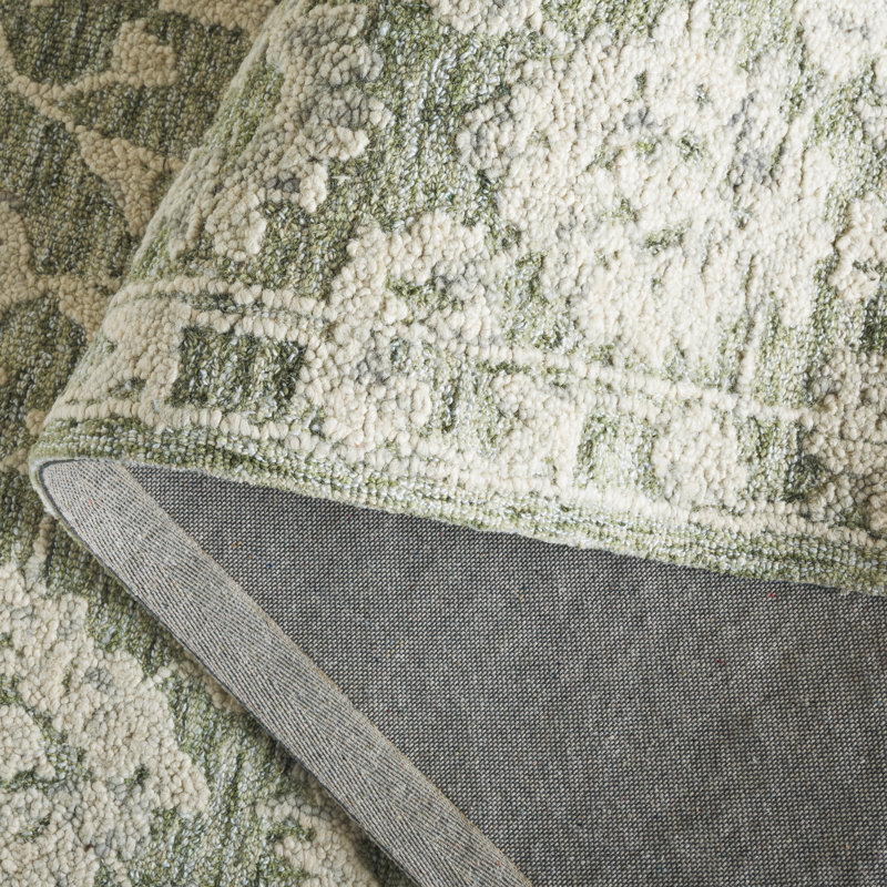 Marquee 511 Hand Tufted Wool/Cotton/Pet Yarn Floral Rug in Sage/Gray, Runner 2'3" x 8'