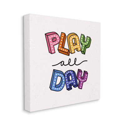 " Play All Day Phrase Funk Kids Retro Lettering " by Raye Allison Creations