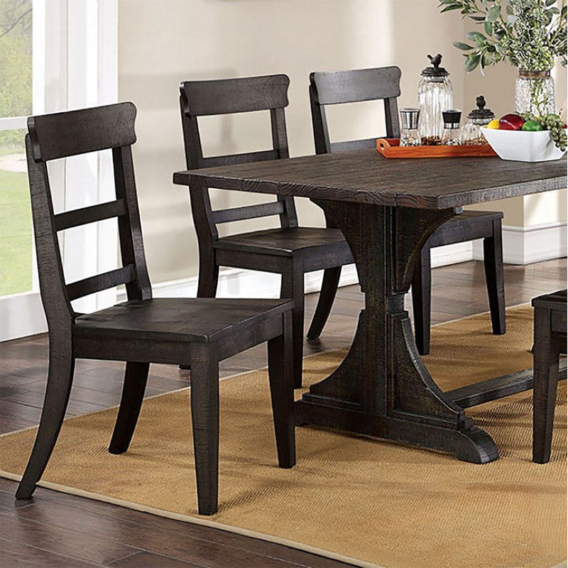 Turnour Solid Wood Dining Table, Antique Black