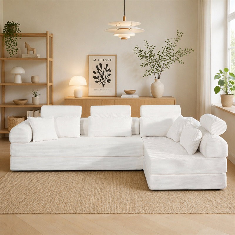 Canapé modulaire en L Boneless, Beige