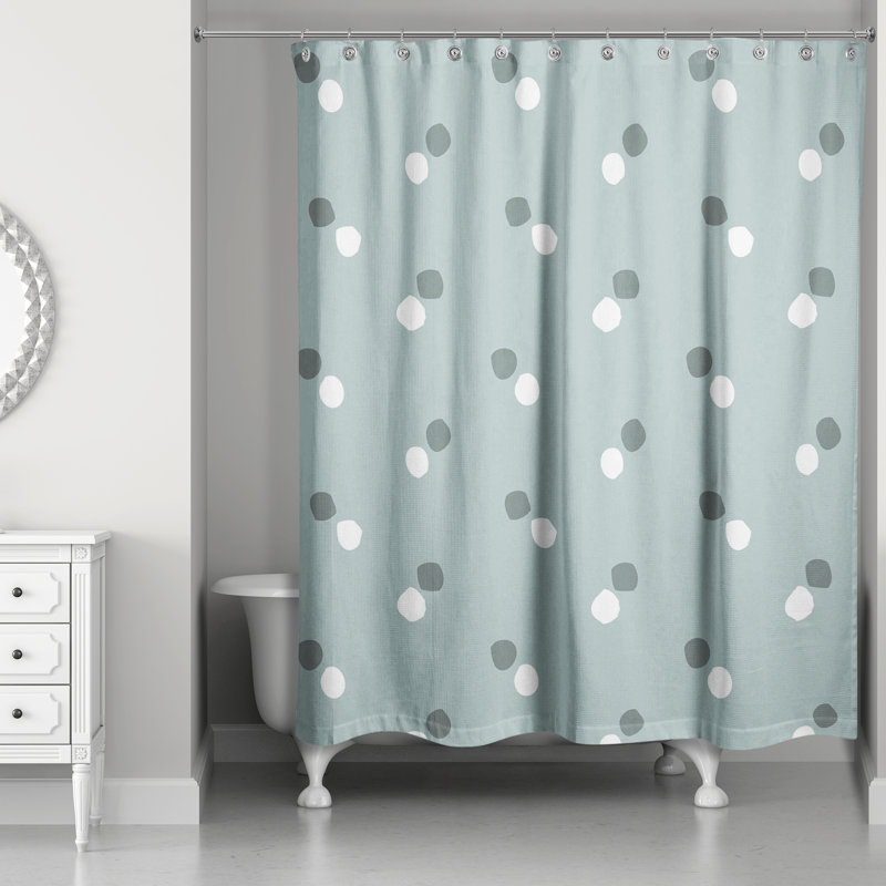 Rideau de douche simple points Sandlin, Bleu