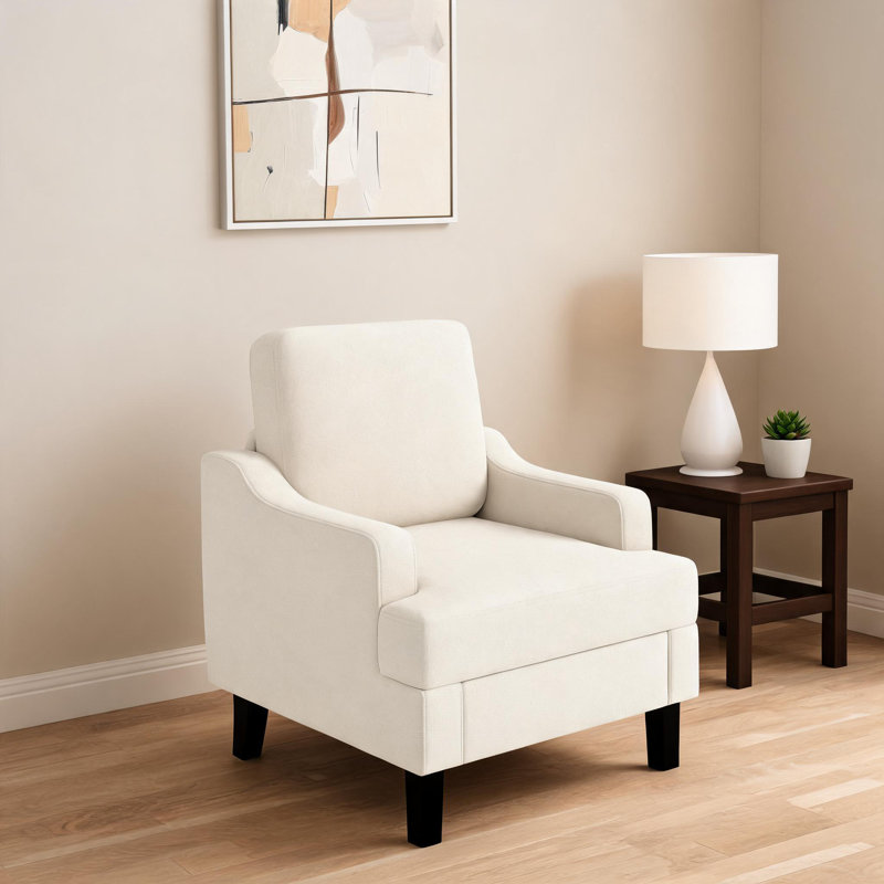 Fauteuil à oreilles à oreilles, en chenille moderne, avec dossier haut, Beige Chenille