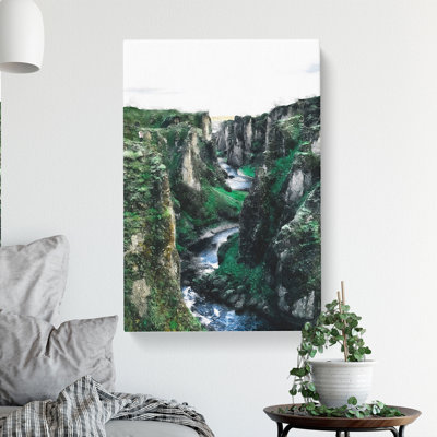 Mountain Canyon In Iceland - Wrapped Canvas