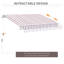 Auvent de patio rétractable 10 pi x 8 pi - Parasol avec manivelle manuelle et tissu aquatique, structure en aluminium pour terrasse, balcon, cour, café rayé