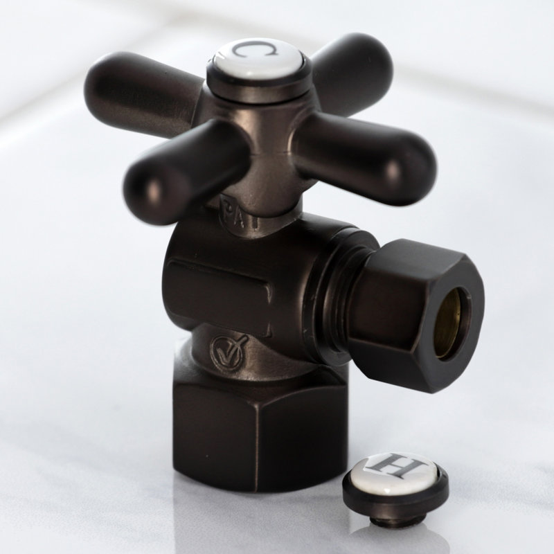 Kingston Brass Vintage 1/2-Inch FIP x 3/8-Inch OD Comp Quarter-Turn Angle Stop Valve, Oil Rubbed Bronze