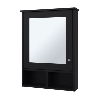 Élégante armoire à pharmacie en noir avec miroir - Rangez vos articles de toilette et de salle de bain et organisez vos articles essentiels, 29 po x 20,9 po x 6,6 po, 5 tablettes et plus, apparence élégante