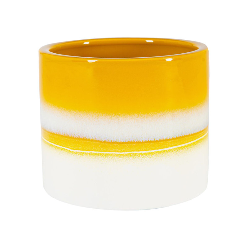 Nicola Spring - Reactive Glaze Plant Pot, 12cm H x 14cm W x 14cm D, Yellow