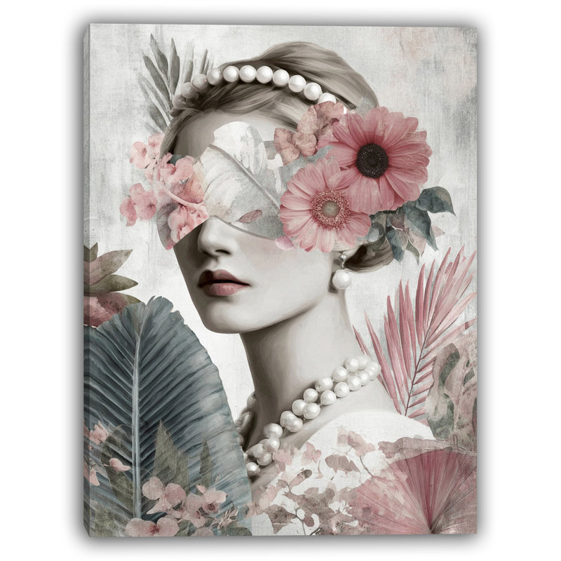 «Pearl Bloom», art mural sur toile à motif floral surréel, H 40 po x l 30 po