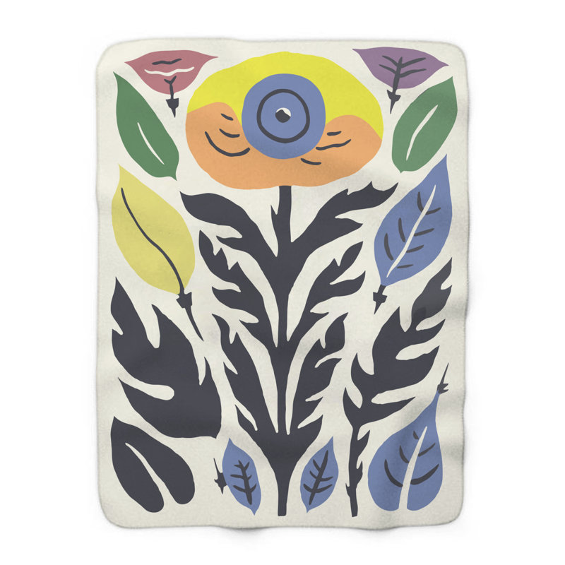 Lumineux kaléidoscope floral - couverture en sherpa de qualité supérieure - reproduction d'art luxueuse, Lit simple