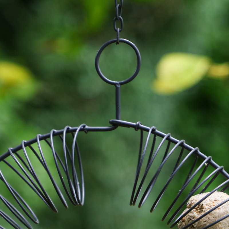 Altovise Metal Hanging Decorative Bird Feeder, Grey