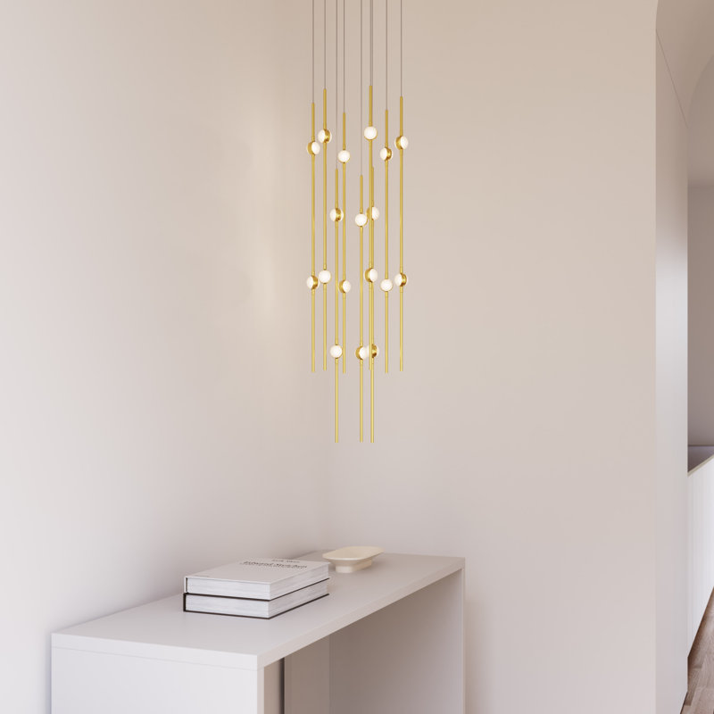 Constellation - Aries 12" Round LED Pendant - Espresso Black Fixture - Clear Faceted Acrylic Shade - 2700K - 240" Cable