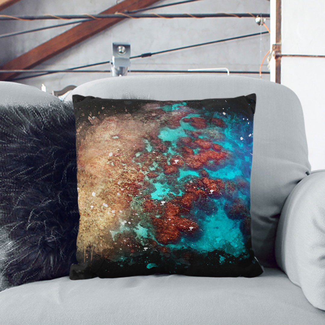 The Great Barrier Reef Coral Paint Splash Scatter Cushion