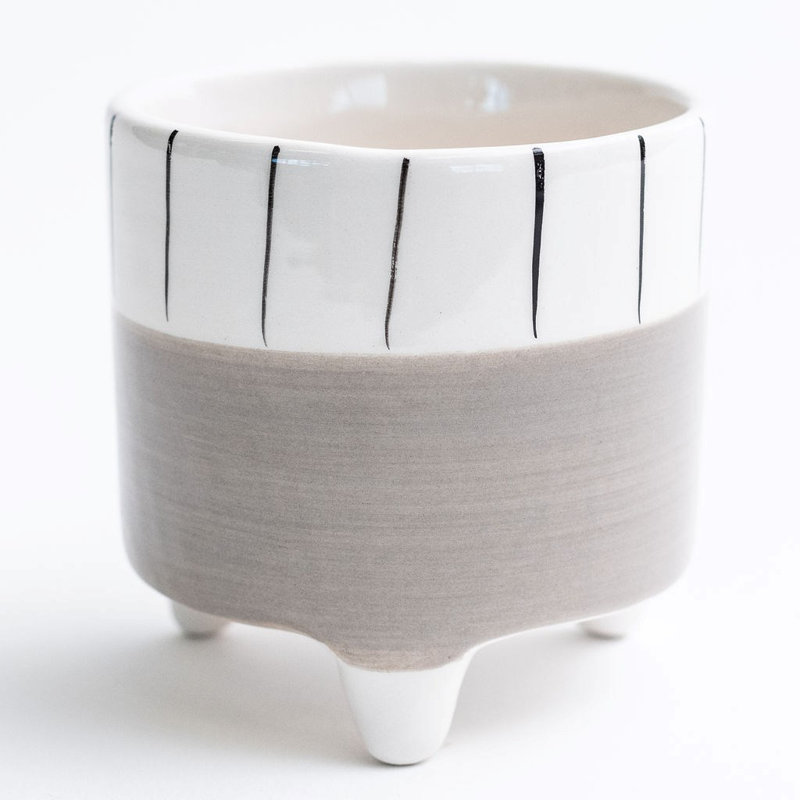 Lucette Ceramic Planter, Gray, 3.1" H x 2.9" W x 2.9" D