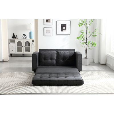 Canapé à 3 volets, canapé-lit futon convertible, causeuse peu encombrante, canapé-lit escamotable pour le salon, tissu en velours de lin