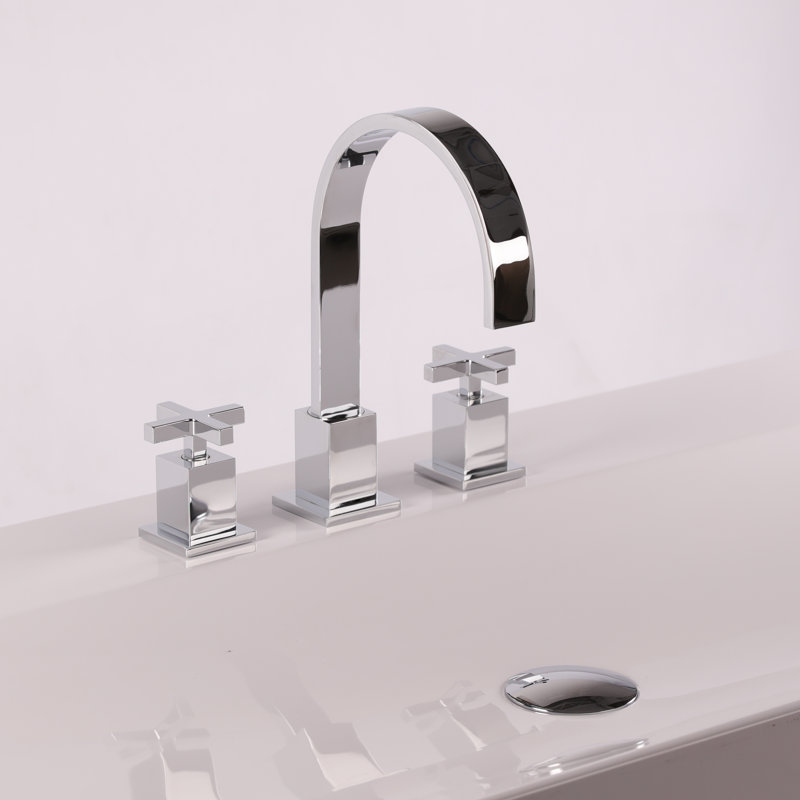Kubista Widespread Bathroom Faucet with Drain Assembly, Polished Chrome