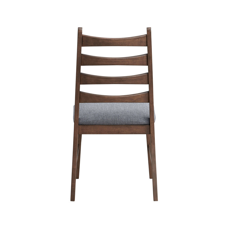 Chaise de salle à manger Mayah (ensemble de 2), rembourrée, bois composite, coussin d'assise rembourré, Gris foncé / noyer