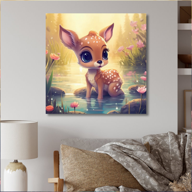 Mignon bébé cerf I - impression, H 16 po x l 16 po x P 1 po, Toile tendue
