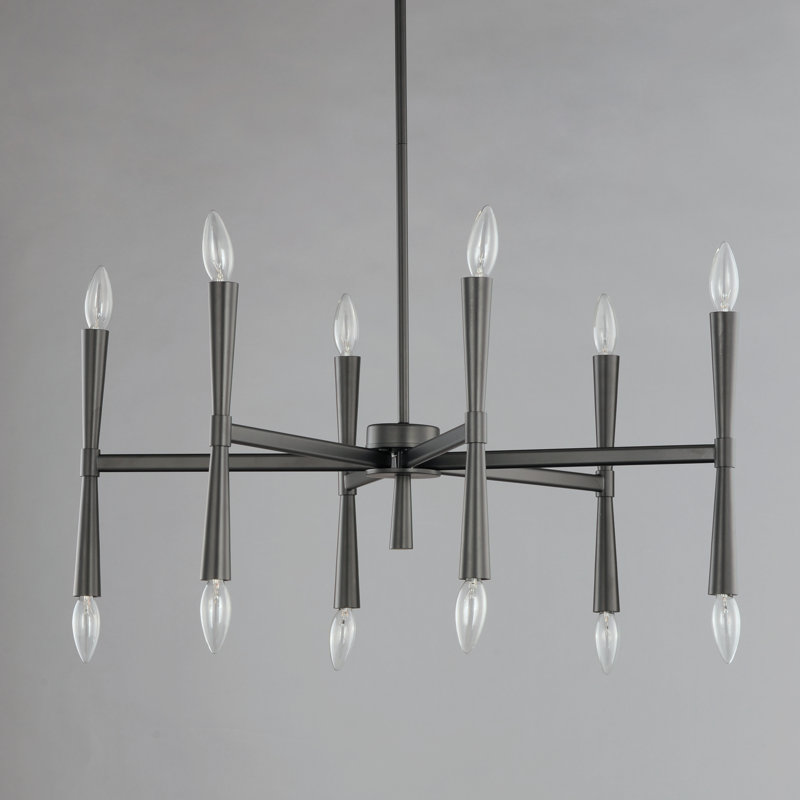 Monstair 12-Light Dimmable Modern Linear Chandelier, Black