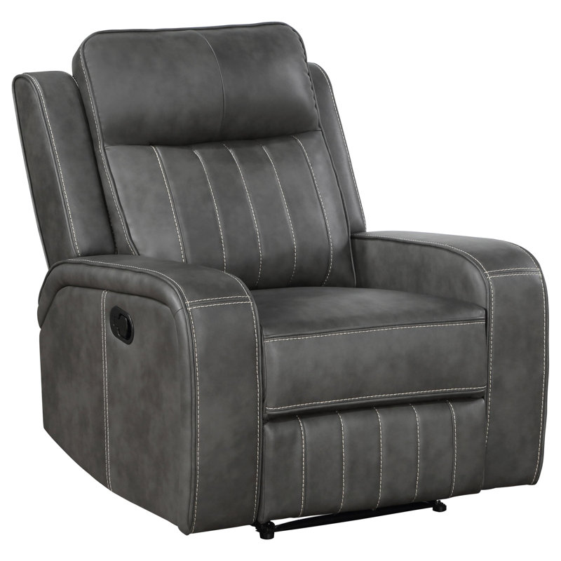 Whipple Upholstered Track Arm Recliner Grey