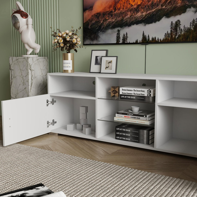 Meuble télé pour téléviseur de 32 à 60 pouces, console multimédia avec tiroir et lumières DEL