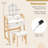  Vanity Desk Set W/ Mirror 3-color Led Lights Drawers Solid Pine Wood Legs White