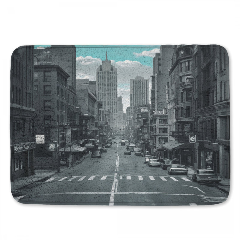 Tapis de bain Urban Cityscape Skyline, 34 po L x 21 po L