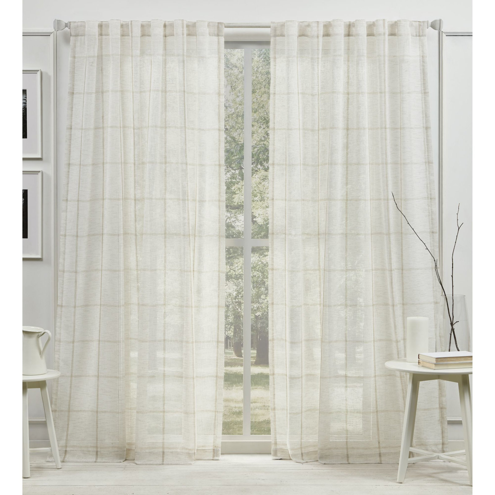 Lauren Ralph Lauren Rubin Sheer Curtain Panel, Beige, 54" x 108"