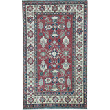 Hand-Knotted High-Quality Red, Ivory, and Blue Area Rug