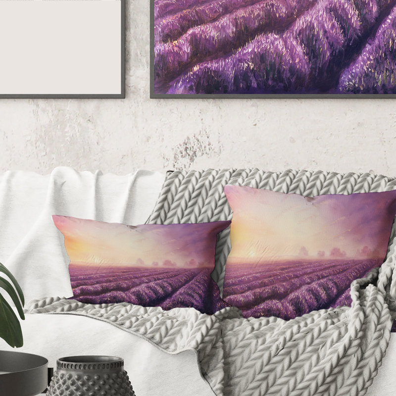 Housse et insert de coussin rectangulaire lavande Fields pendant l'aube
