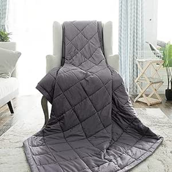 Couverture lestée Royal Therapie - Couvertures épaisses 100% coton avec perles de verre de qualité supérieure (80 po x 87 po 25 lb, cuir Texas), convient à deux personnes (~ 100 à 200 lb) - Utiliser sur un grand / très grand lit