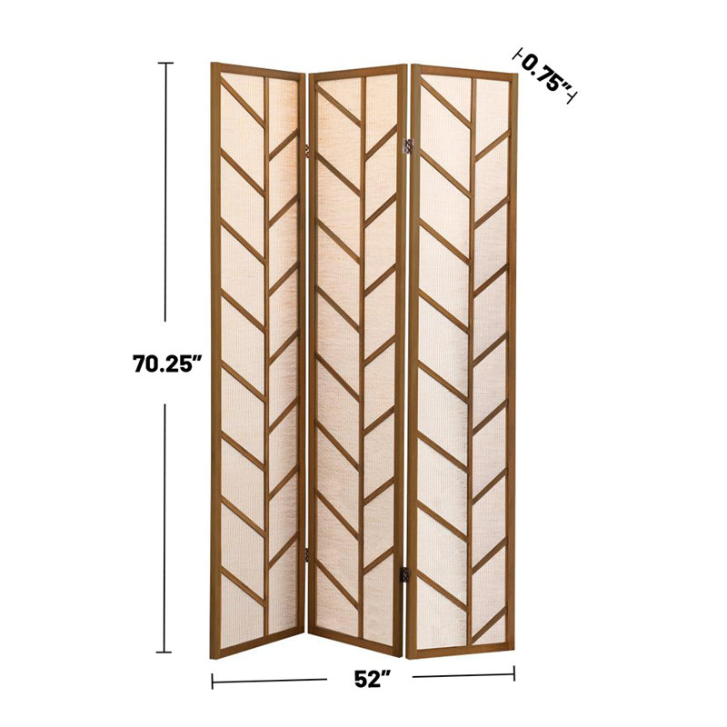 3-Panel Room Divider Folding Shoji Screen, Walnut