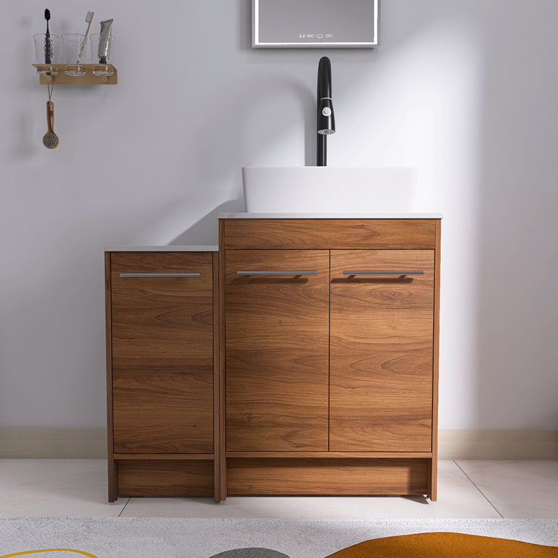  Ensemble de meuble-lavabo autoportant 36 po avec plateau en pierre frittée Aurrie, Aurrie, Rectangular, 19"