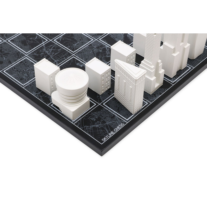 Skyline Chess 2 Player Wood Chess Set, White/Black