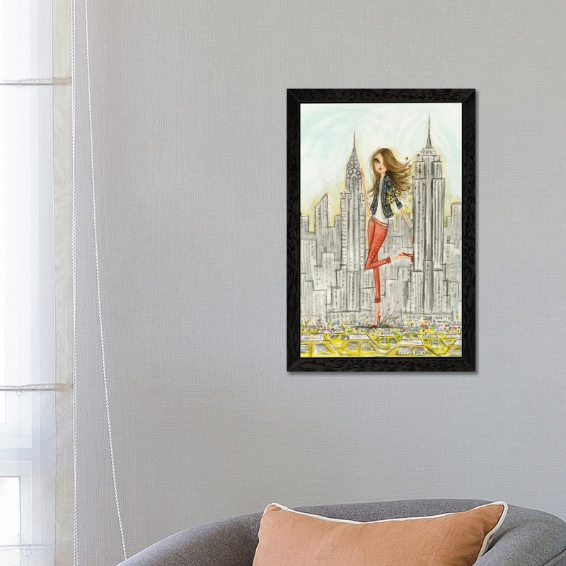 New York by Bella Pilar - Painting on Canvas, 101.6 cm H x 66.04 cm W, Black Floater Framed