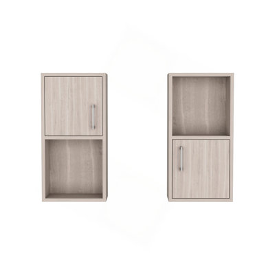 2-Pc Wall-Mounted Bathroom Medicine Cabinet With Open And Closed Storage
