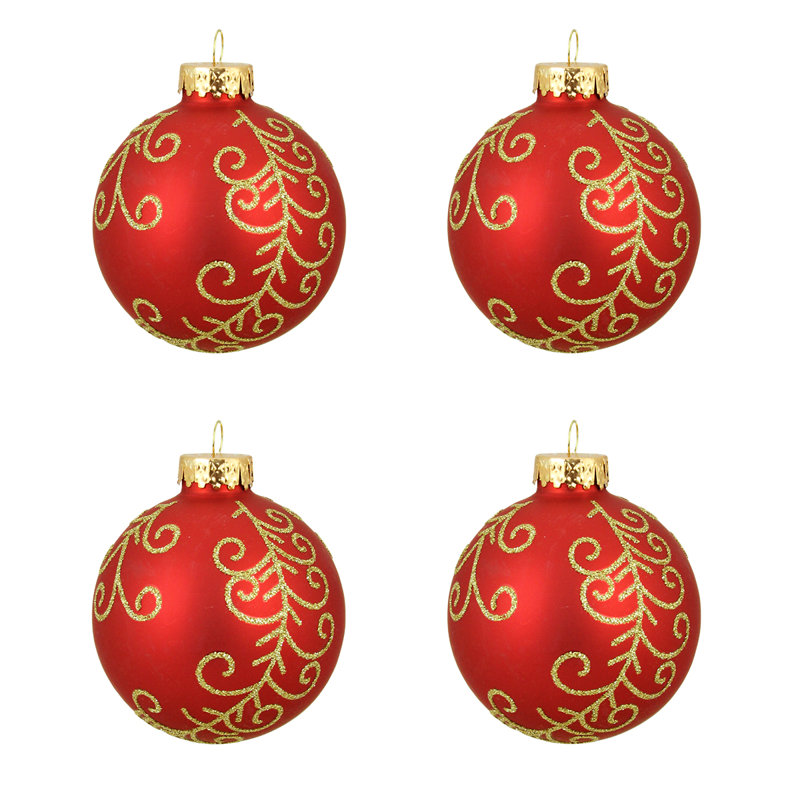 Ornements de Noël en forme de boule de verre scintillante or mat 4 carats de 2,5 po (65 mm)
