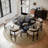 Maxwell Modern Round Dining Table, Sintered Stone Tabletop with Lazy Susan, Carbon Steel Base Pre-Assembly-581532017-599577217