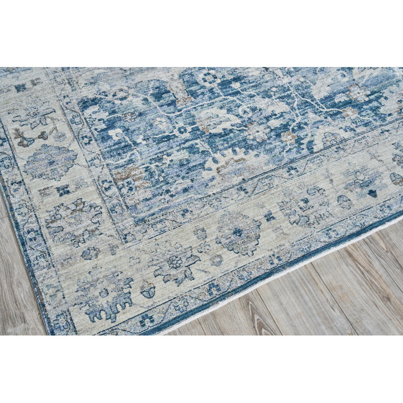 Vintage Looms Blue/Beige Polyester powerloom Area Rug, Rectangle 6' x 9'