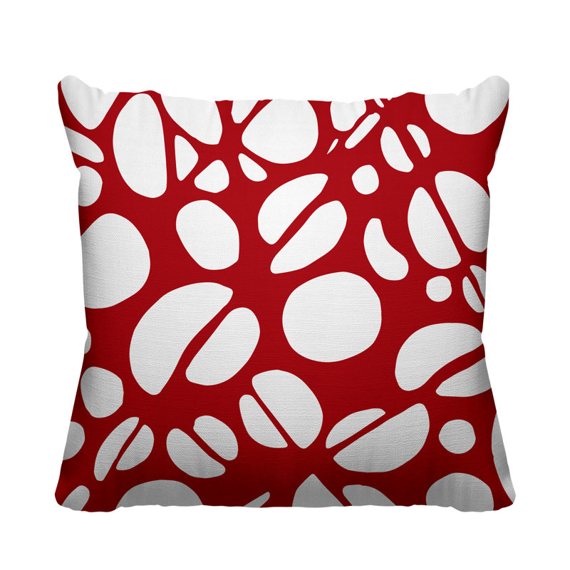 Coussin décoratif intérieur / extérieur Chevy Tribal Abstract, L 15 po x H 15 po, Rouge