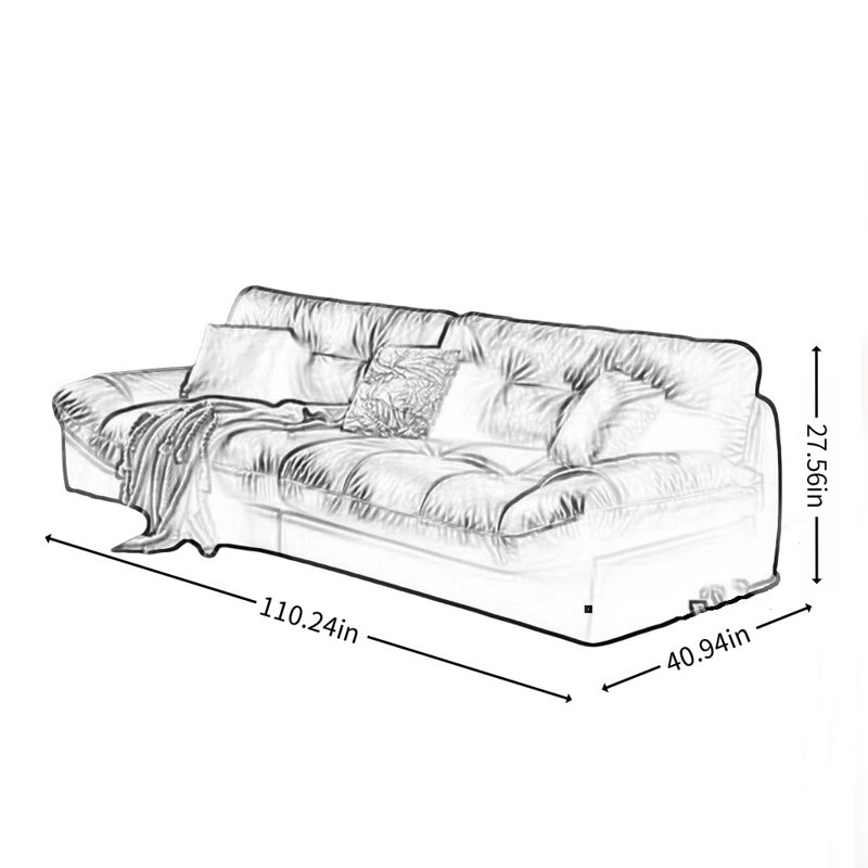 Black Straight Living Room Sofa