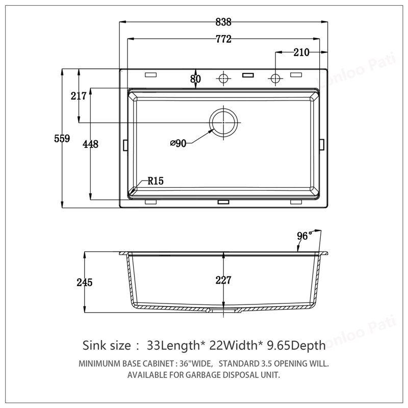 Durable White Granite Composite Workstation Kitchen Sink with Accessories, 33x22 Inches, Noise-Reducing and Easy to Clean