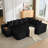 137.5" Modular Corduroy U Shaped Sofa-605434444