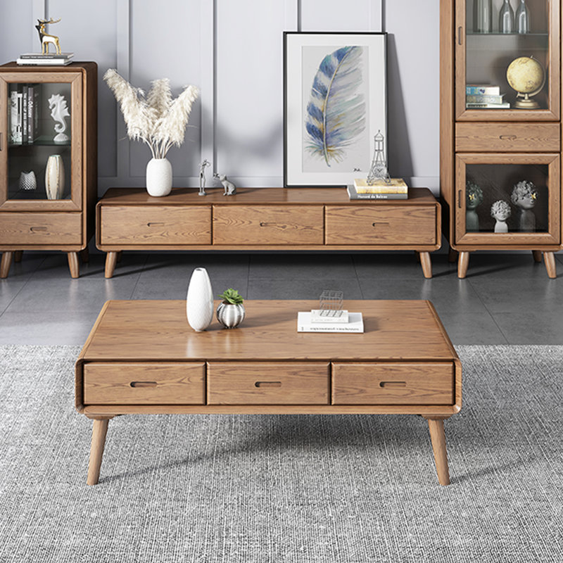 Meuble télé et table basse avec poignée encastrée