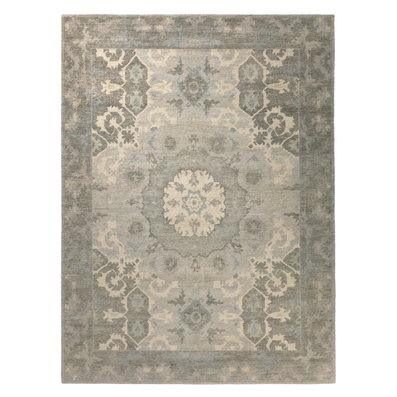 Jaipur Living Modify KAI12 Handknotted Medallion Sage and Gray Area Rug , Rectangle 5' x 8'
