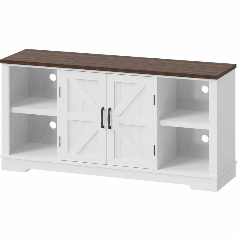 Farmhouse Tv Stand For 65 Inch Tvs, Entertainment Center With 2 Storage Cabinets