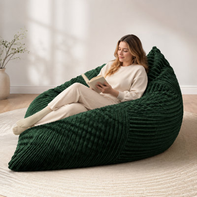 3-in-1 Beanbag Chair, Large Beanbag Chair Convertible to Beanbag Sofa, Filled with High-Quality Foam, Flannel Cover, Comes with Machine Washable Cover, Adult Beanbag Chair