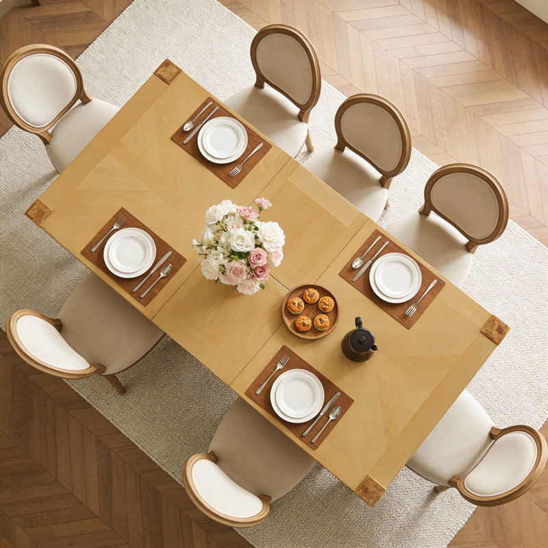 Dione Brooklyn Solid Wood Rectangular Dining Table, Natural Wood