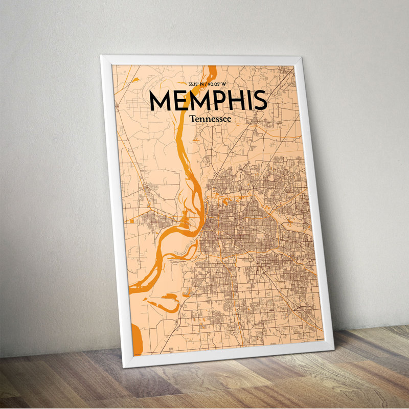 Memphis City Map - No Frame Print, 43cm H x 28cm W x 0.13cm D