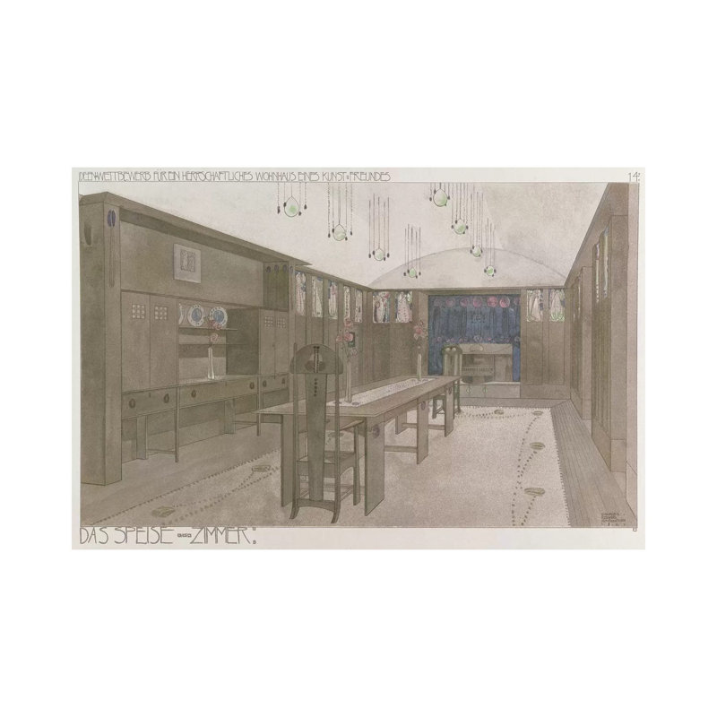 Design For A Dining Room, 1901 by Charles Rennie Mackintosh - Wrapped Canvas Print, 66.04 cm H x 45.72 cm W x 3.175 cm D