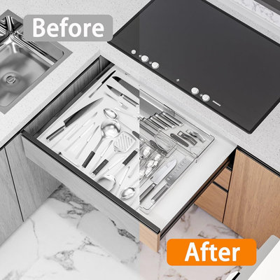 Drawer Organizer, Expandable Utensil Tray For Kitchen...